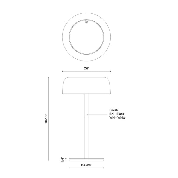Aurora 6" LED Table Lamp, White