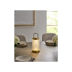 Tawa 5" One Light Rechargeable Table Lamp, Hand Rubbed Antique Brass