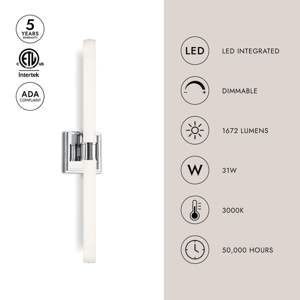 Ronan 24" LED Vanity Light, Chrome
