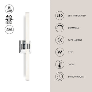 Ronan 24" LED Vanity Light, Chrome