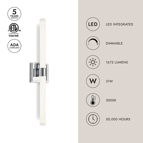 Ronan 24" LED Vanity Light, Chrome