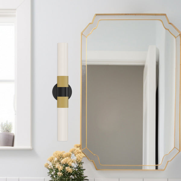 Oralee 22" Two-Light Vanity Sconce, Matte Black/Brushed Gold