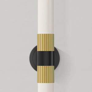 Oralee 22" Two-Light Vanity Sconce, Matte Black/Brushed Gold