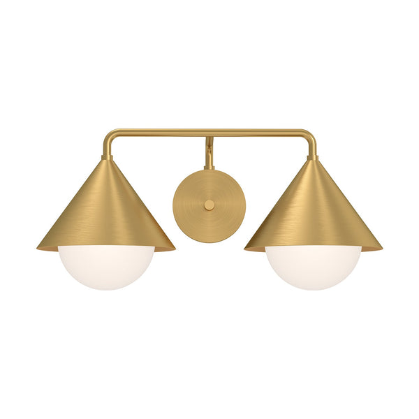 Bijou 21" Two-Light Vanity Sconce, Brushed Gold/Opal Glass
