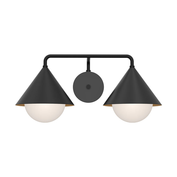 Bijou 21" Two-Light Vanity Sconce, Matte Black/Opal Glass