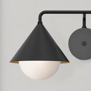 Aly 21" Two-Light Vanity Sconce, Matte Black/Opal Glass