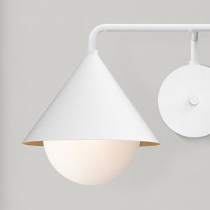 Aly 21" Two-Light Vanity Sconce, White/Opal Glass