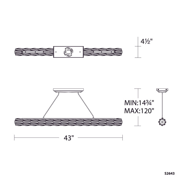 Verve LED 43'' LED Linear Pendant, Stainless Steel