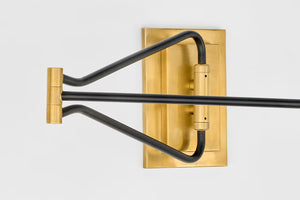 Keil 17" One Light Wall Sconce, Hand-Rubbed Antique Brass and Black
