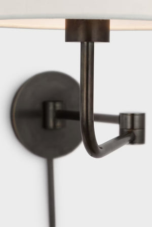 Go Lightly 8.75" LED Swing Arm Wall Light, Bronze / Linen