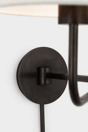Go Lightly 8.75" LED Swing Arm Wall Light, Bronze / Linen