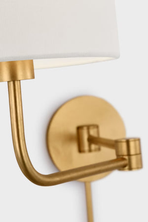 Go Lightly 8.75" LED Swing Arm Wall Light, Gild / Linen