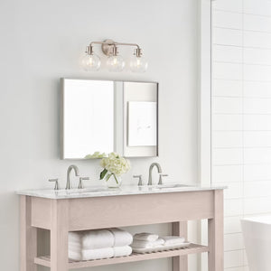 Clara 24" Three Light Vanity, Satin Nickel