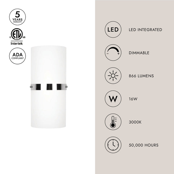 Larkspur 13" LED Wall Sconce, Chrome