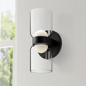 Kestrel 11" LED Wall Sconce, Black/Clear