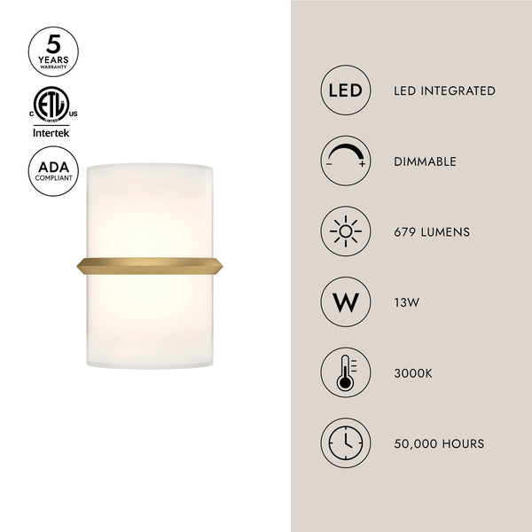 Tavos 9" LED Wall Sconce, Brushed Gold