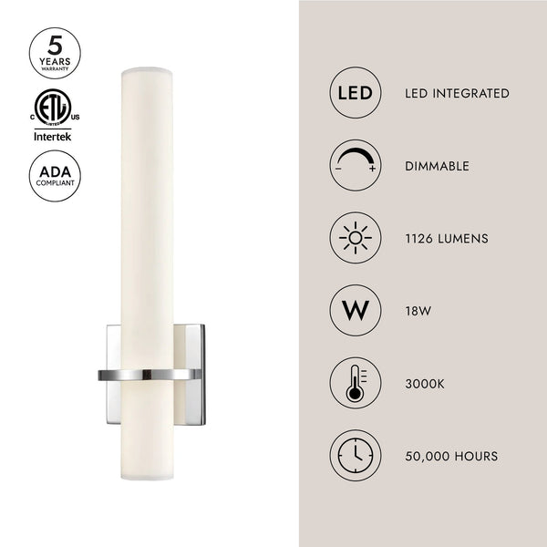 Bridge 5" LED Wall Sconce, Chrome