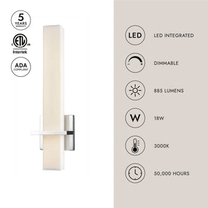 Bridge 18" LED Wall Sconce, Chrome