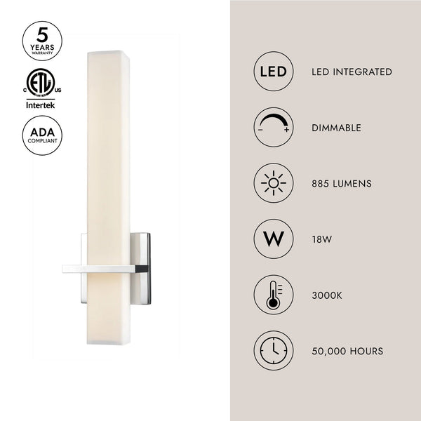 Bridge 18" LED Wall Sconce, Chrome