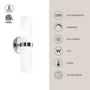 Serra 15" LED Wall Sconce, Chrome