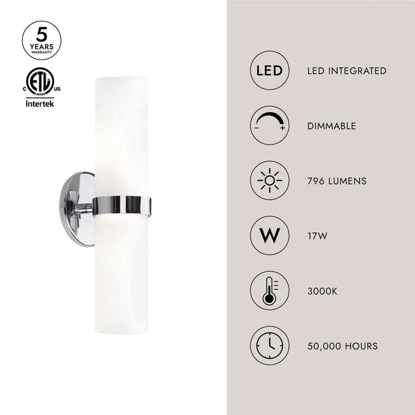 Serra 15" LED Wall Sconce, Chrome