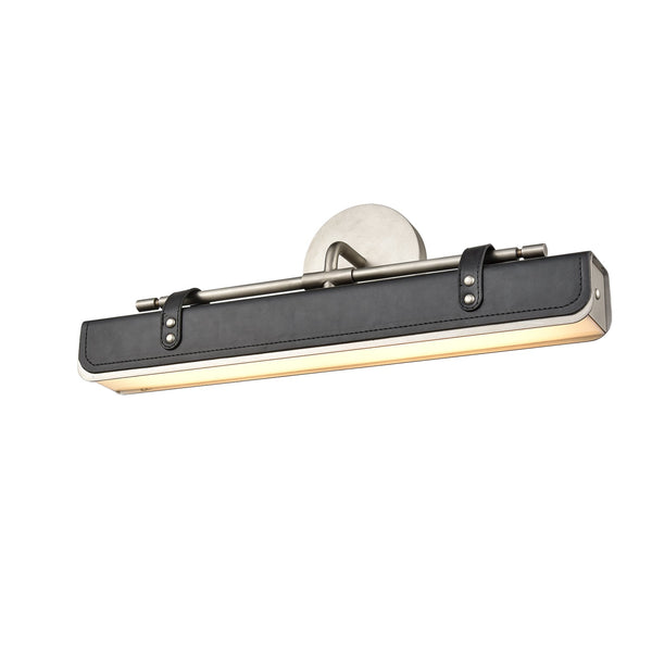 Tribeca 20" LED Vanity Wall Sconce, Aged Nickel/Tuxedo Leather