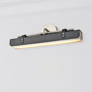 Tribeca 20" LED Vanity Wall Sconce, Aged Nickel/Tuxedo Leather