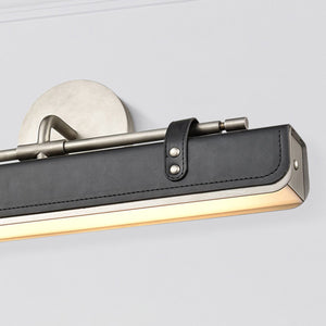 Tribeca 20" LED Vanity Wall Sconce, Aged Nickel/Tuxedo Leather