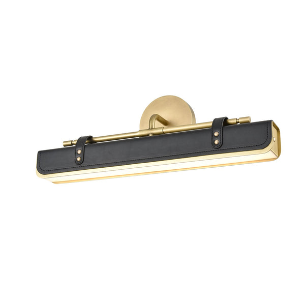 Tribeca 20" LED Vanity Wall Sconce, Vintage Brass/Tuxedo Leather