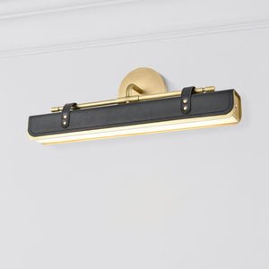 Tribeca 20" LED Vanity Wall Sconce, Vintage Brass/Tuxedo Leather