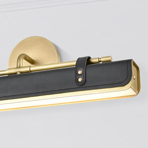 Tribeca 20" LED Vanity Wall Sconce, Vintage Brass/Tuxedo Leather