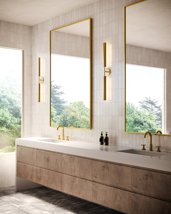 LeVasseur 35" Two-Light LED Vanit Wall Sconce, Metal Shade/Vintage Brass