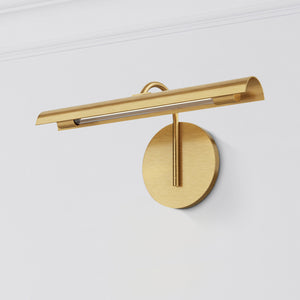 LeVasseur 14" LED Vanity Wall Sconce, Metal Shade/Vintage Brass