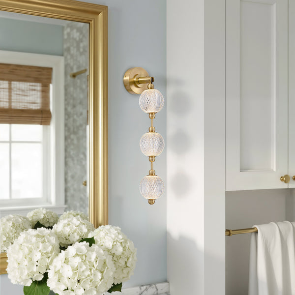 Cassia Vanity-style 23" Wall Light, Natural Brass