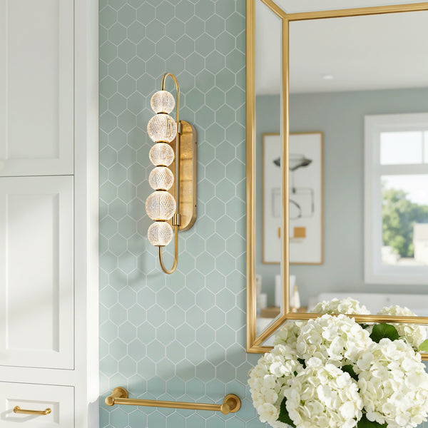 Cassia Vanity-style 28" Wall Light, Natural Brass