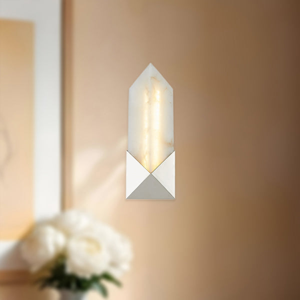 Regulus Vanity-style 12" Wall Light, Polished Nickel/Alabaster