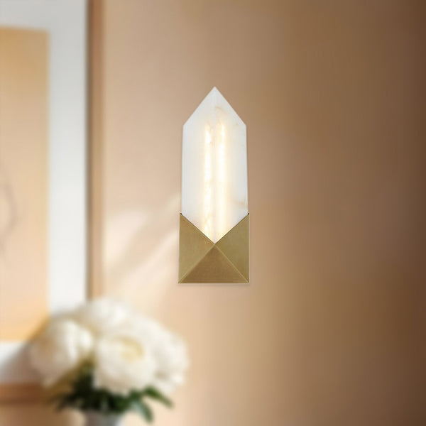 Regulus Vanity-style 12" Wall Light, Vintage Brass/Alabaster