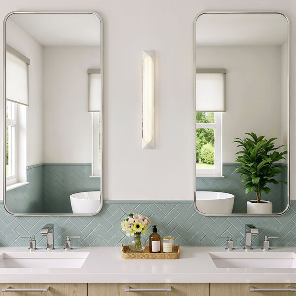 Regulus Vanity-style 25" Wall Light, Polished Nickel/Alabaster