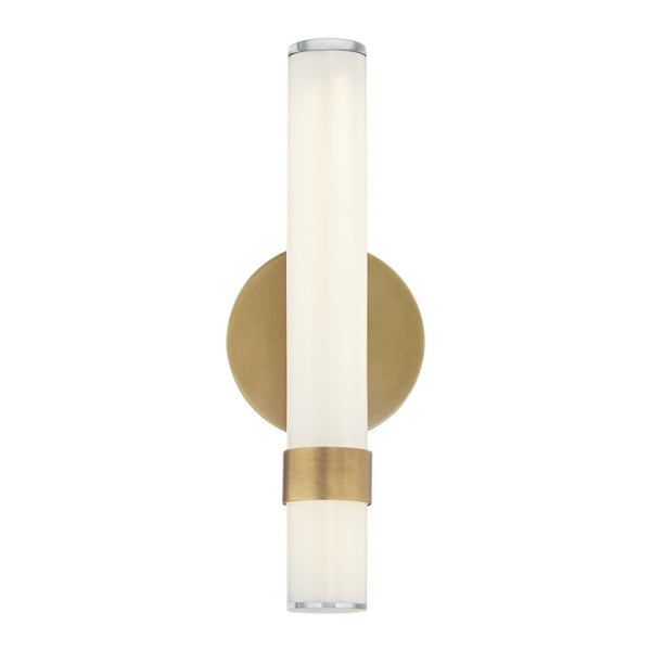 Mercer Vanity-style 14" Wall Light, Vintage Brass/Glossy Opal