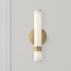 Mercer 14" Wall/Vanity Light, Vintage Brass/Glossy Opal