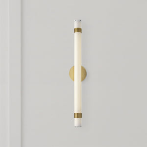 Mercer 30" Wall/Vanity Light, Vintage Brass/Glossy Opal