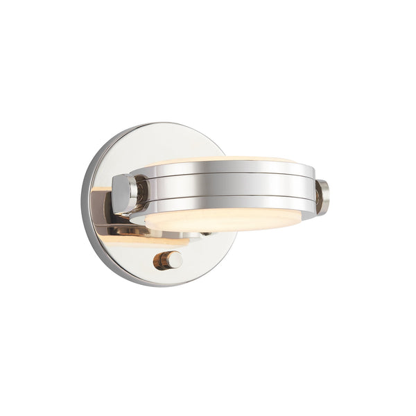 Brio Pivot 6" LED Wall Light, Polished Nickel/Alabaster