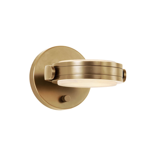 Brio Pivot 6" LED Wall Light, Vintage Brass/Alabaster