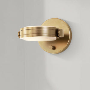 Comstock 7" LED Wall Light, Vintage Brass/Alabaster