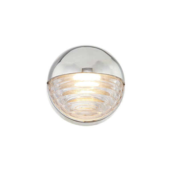 Graham 6" LED Wall Light, Polished Nickel/Ribbed Glass
