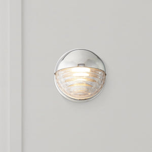 Graham 6" LED Wall Light, Polished Nickel/Ribbed Glass