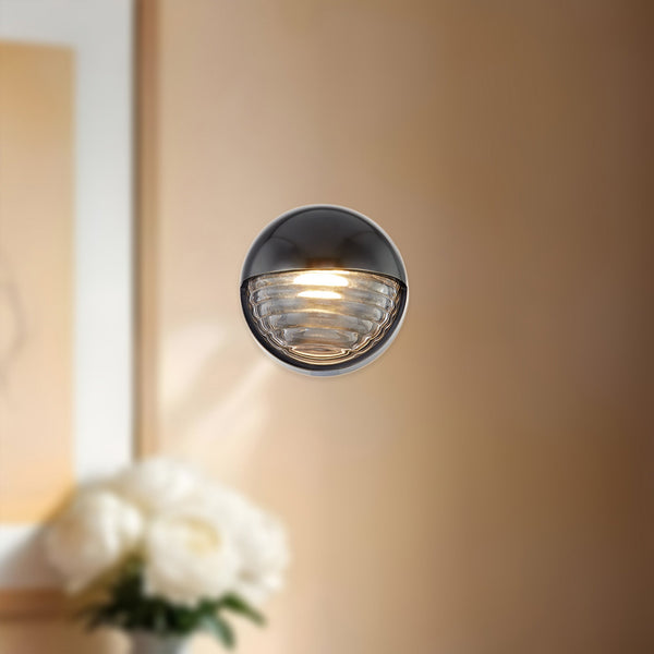 Graham 6" LED Wall Light, Ribbed Glass/Urban Bronze