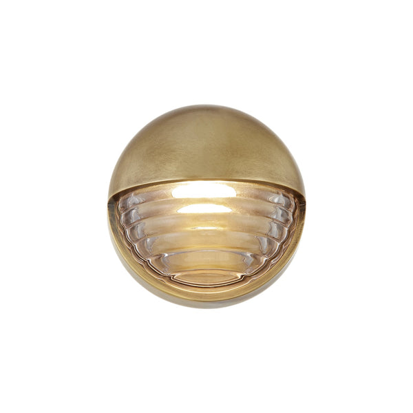 Graham 6" LED Wall Light, Ribbed Glass/Vintage Brass