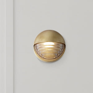 Graham 6" LED Wall Light, Ribbed Glass/Vintage Brass