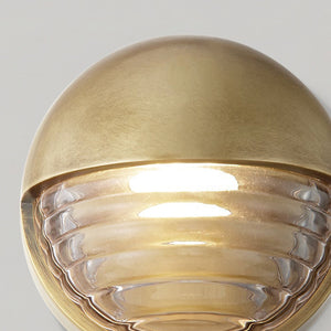 Graham 6" LED Wall Light, Ribbed Glass/Vintage Brass